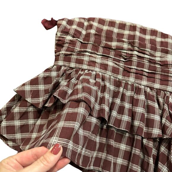 Cinq a Sept Anthro Women’s Merlot vica plaid top Size small - Picture 6 of 10
